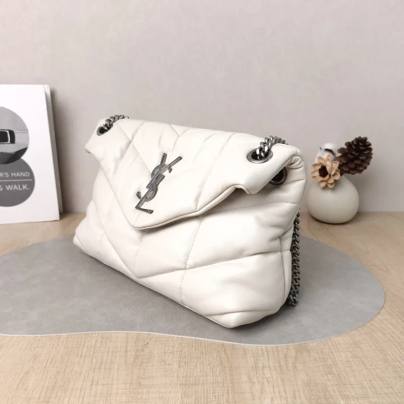 SAINT LAURENT Shoulder Bag PUFFER White Lambskin Small 29 × 11 × 17 cm — cover view 3 of 6