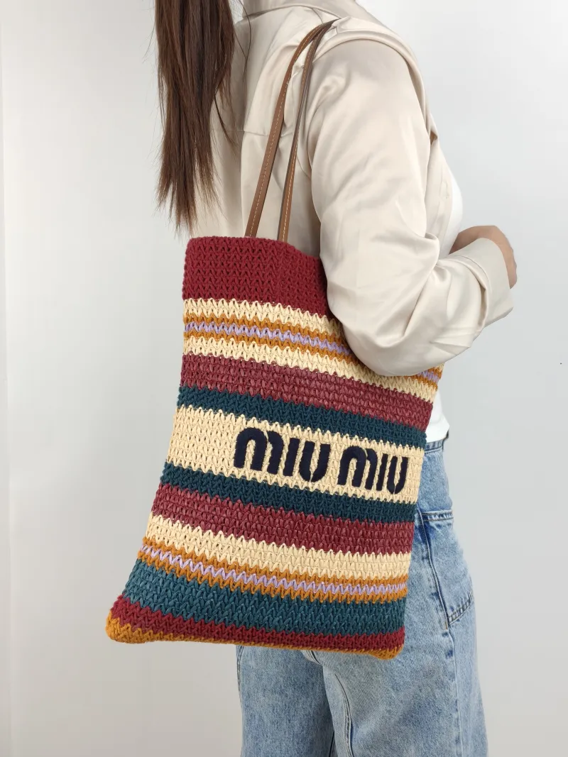 Miumiu Shoulder Bag Raffia Woven One Size 31*38 — on-model view 2 of 2