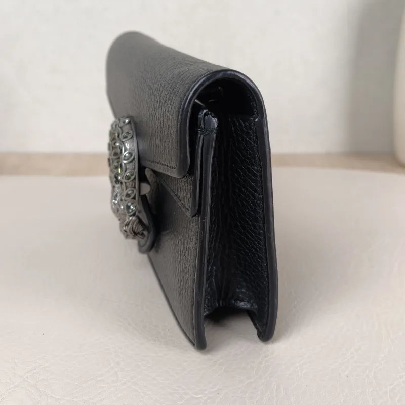 GUCCI Crossbody Bag Dionysus Black Calfskin Mini 16.5 × 4.5 × 10 cm — detail view 8 of 13