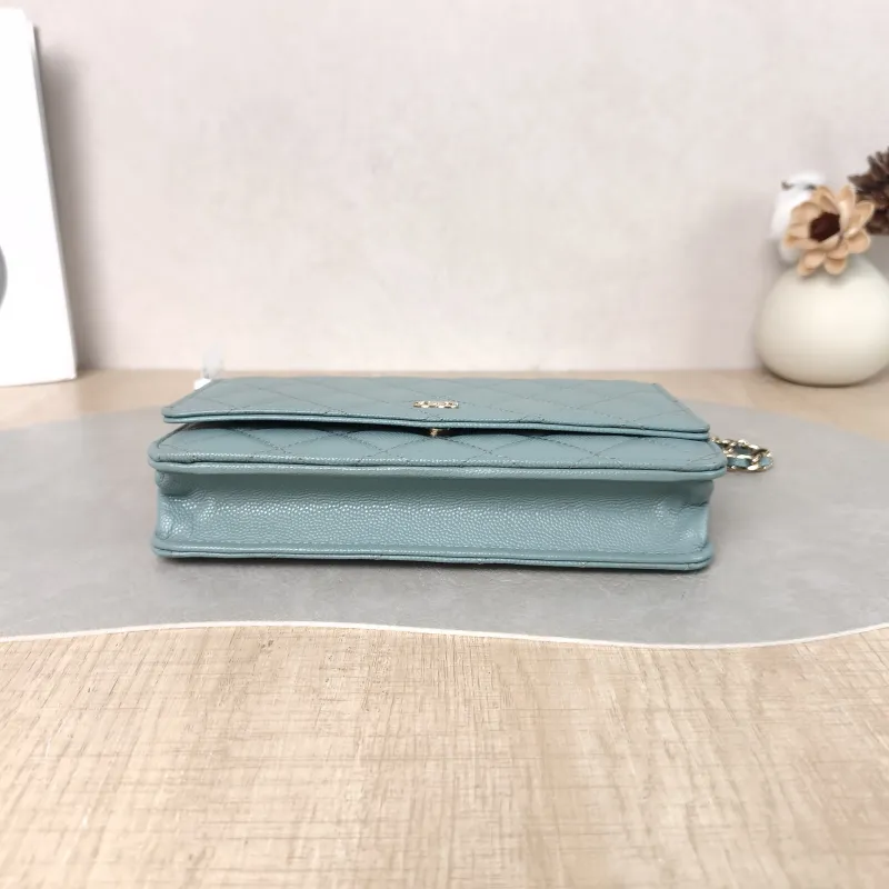 Chanel Crossbody Bag Classic Flap WOC CF WOCWOC Bag Green Grained Calfskin 19.2 × 3.5 × 12.3 cm — cover view 2 of 5