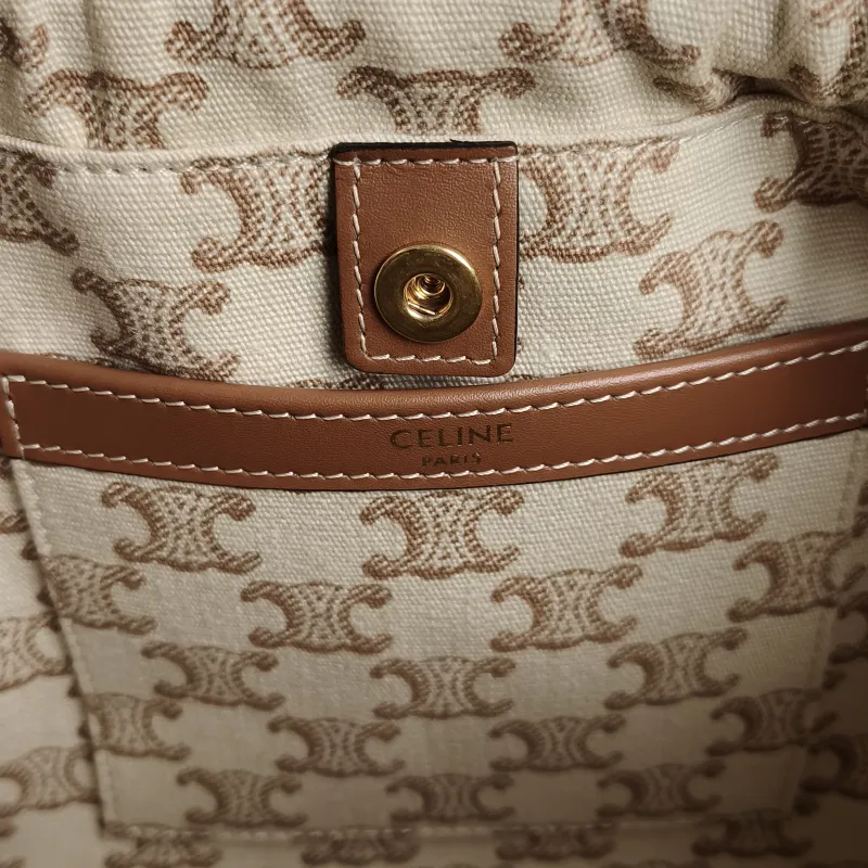 CELINE Top Handle Bag CABAS TRIOMPHE White PVC Small 22 × 15 × 17 cm — detail view 5 of 10