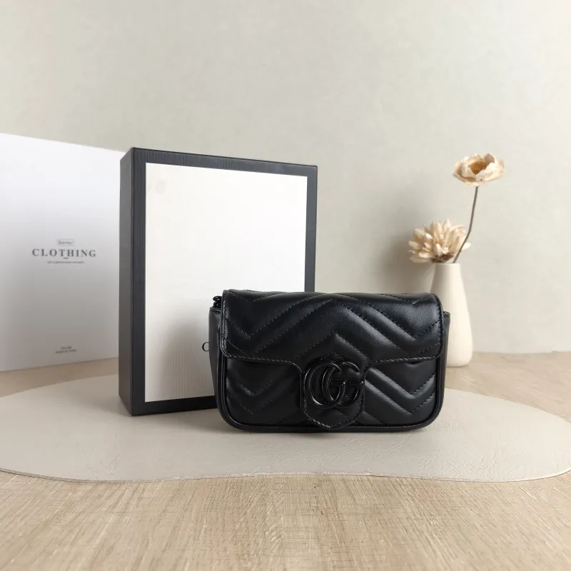 GUCCI Shoulder Bag GG Marmont Mini Marmont Mini g Black Calfskin Mini 16.5 × 4.5 × 9.5 cm — cover view 5 of 6