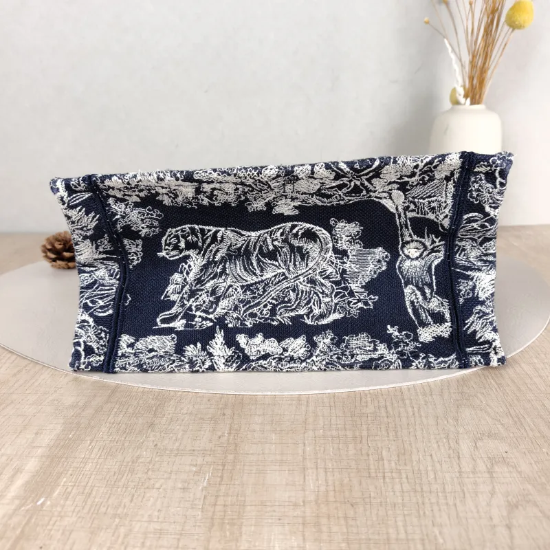 DIOR Top Handle Bag Book Tote Collection · White Blue Canvas Small26.5 × 14 × 22 cm — cover view 5 of 5