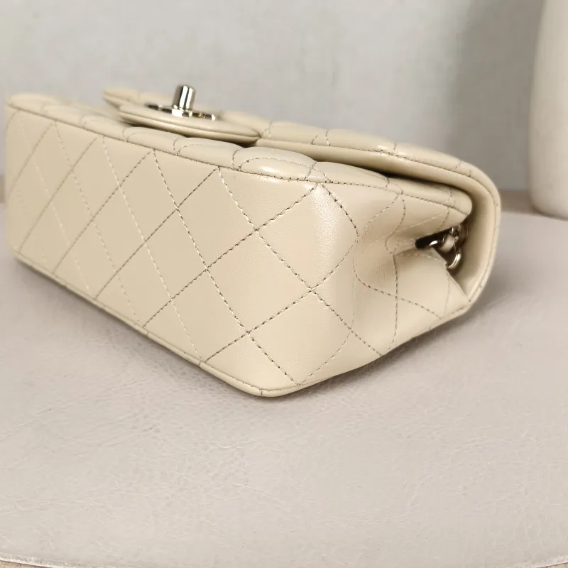 Chanel Crossbody Bag Classic Flap Large Mini CF Mini Beige Lambskin mini 20 × 6 × 12 cm — detail view 3 of 16