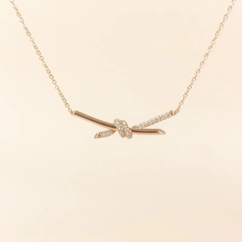 Tiffany&Co. Necklace Knot Collection Necklace Rose Gold Diamond18KR ose Gold Large 42cm