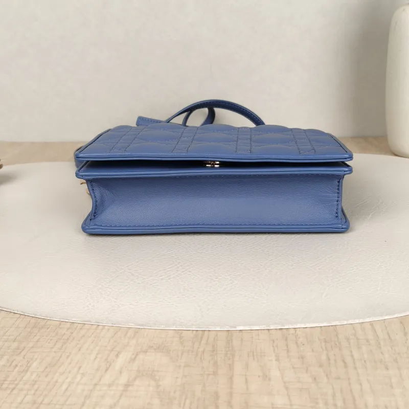 DIOR Shoulder Bag Shoulder Bag Blue Lambskin One Size18 × 3 × 13 cm — cover view 4 of 9