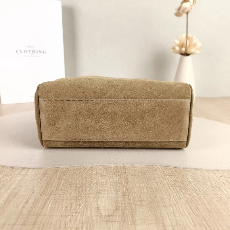 Chanel Crossbody Bag Bowling Bag Taupe Suede One Size 20 × 9 × 12 cm — cover view 2 of 5