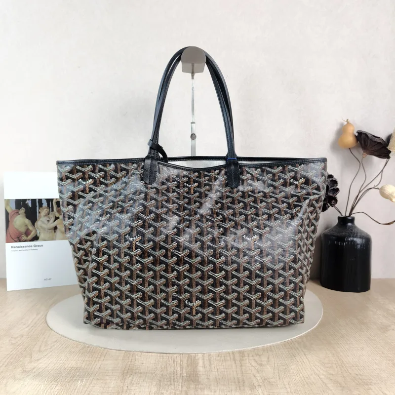 GOYARD Shoulder Bag SAINT LOUIS Shopping Tote Black PVC Small 34 × 15 × 28 cm — cover view 4 of 5