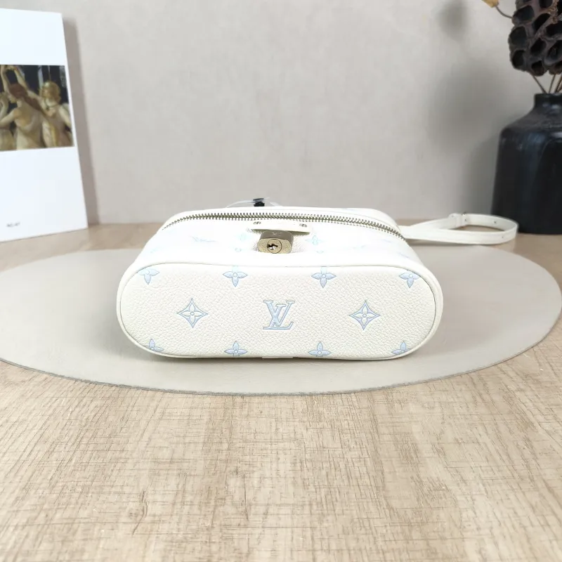 Louis Vuitton Shoulder Bag VANITY POUCH Cosmetic Bag White · Blue Calfskin One Size19 × 6.5 × 11.5 cm — cover view 5 of 6