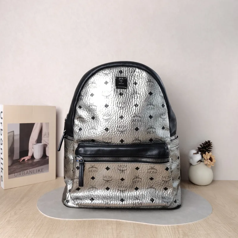 MCM Backpack Backpack Silver Canvas 32.5 × 15 × 39 cm — cover view 5 of 5