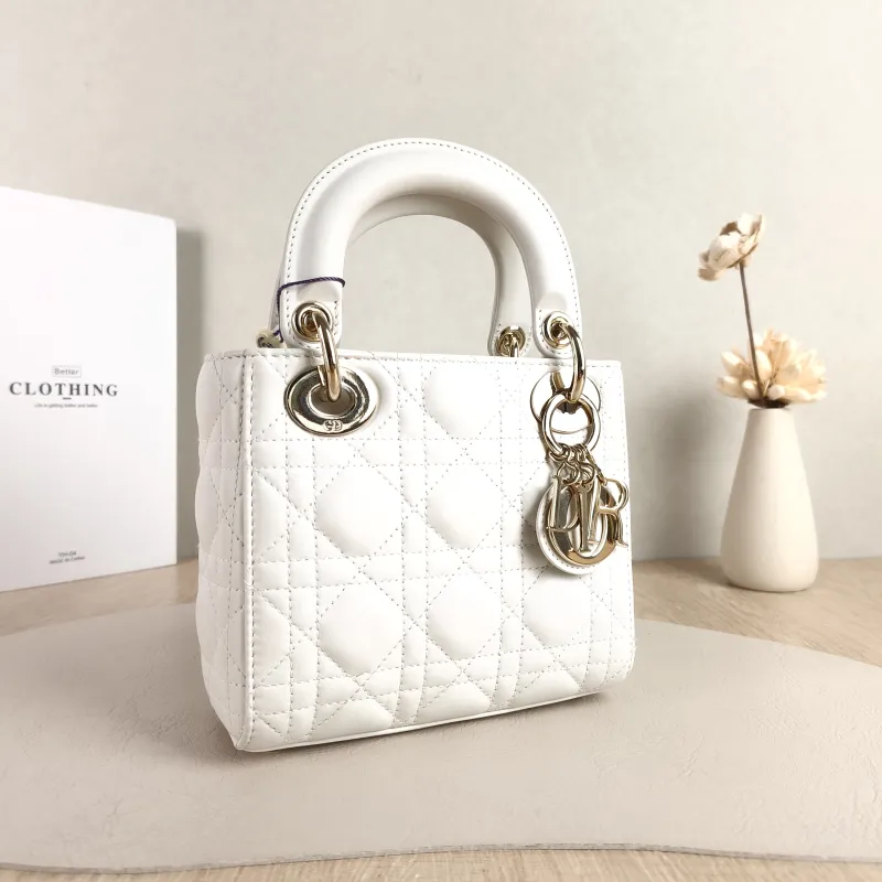 DIOR Crossbody Bag Lady Lady Dior Bag White Lambskin Mini 17 × 7 × 15 cm — cover view 5 of 5
