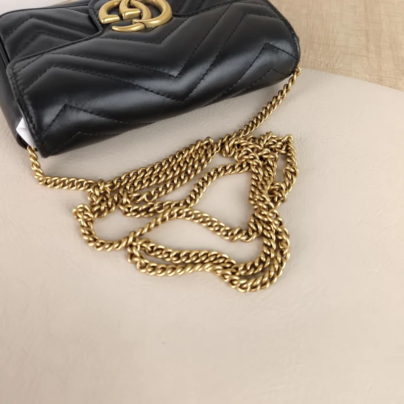 GUCCI Crossbody Bag GG Marmont Mini Marmont Mini Black Calfskin Mini 16.5 × 4.5 × 9.5 cm — detail view 10 of 11