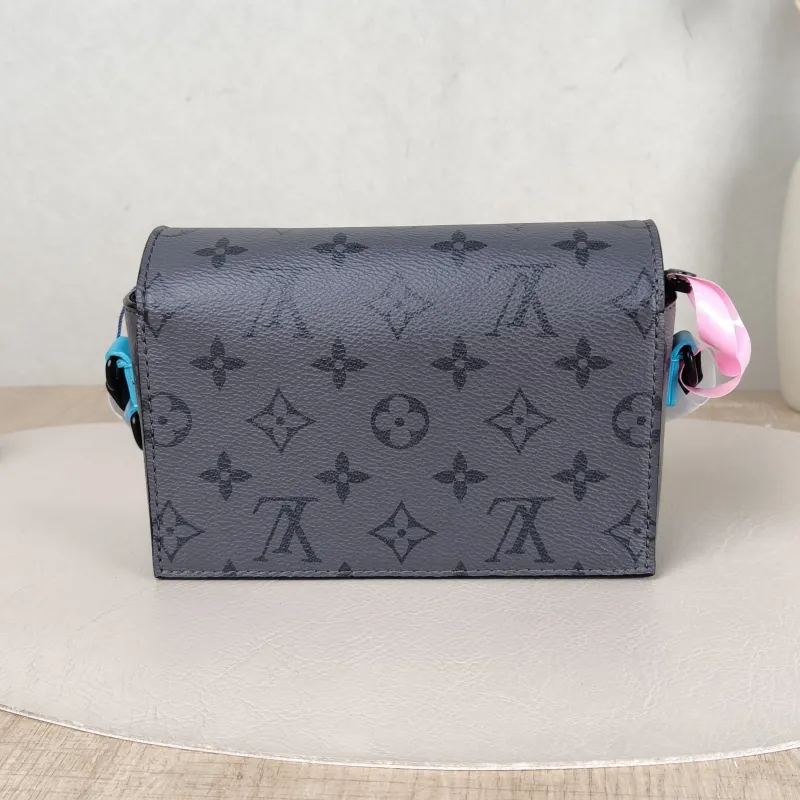 Louis Vuitton Crossbody Bag Steamer Box Grey · Blue PVC · Calfskin Mini 18 × 6.5 × 11 cm — cover view 5 of 5
