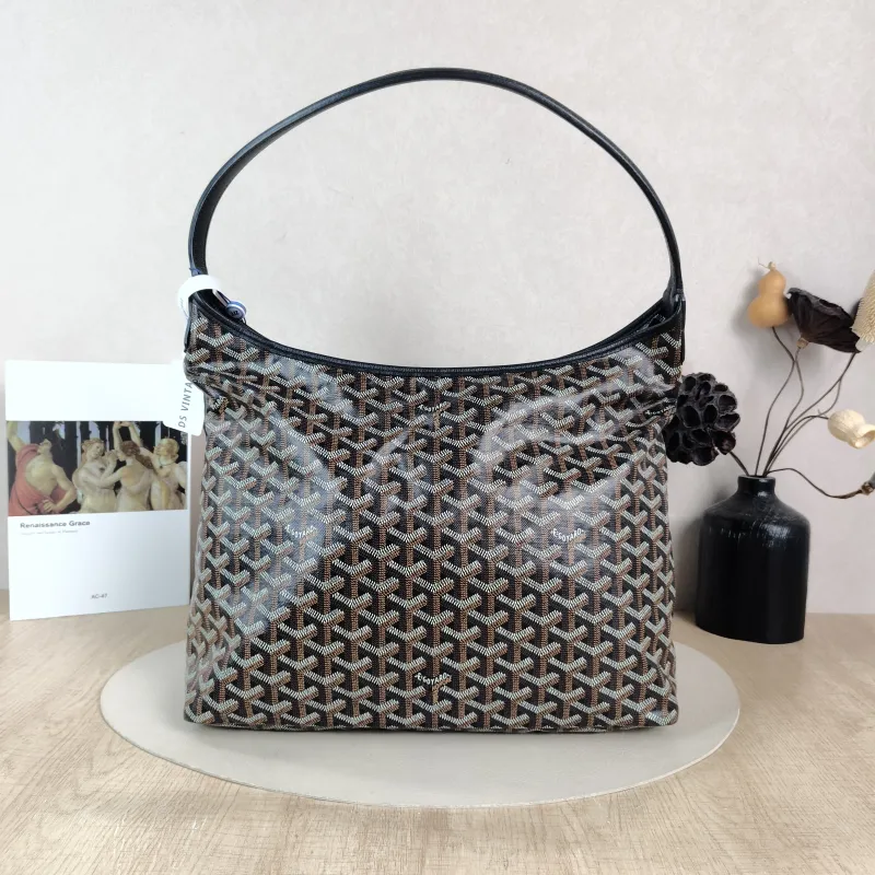 GOYARD Shoulder Bag Boheme Hobo​ Black ine Canvas Small 43 × 14 × 27 cm