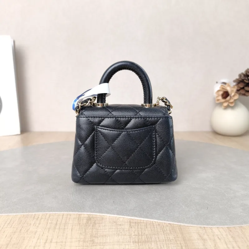 Chanel Top Handle Bag Coco Handle​ Black Grained Calfskin Mini 12 × 4 × 9 cm — cover view 3 of 5
