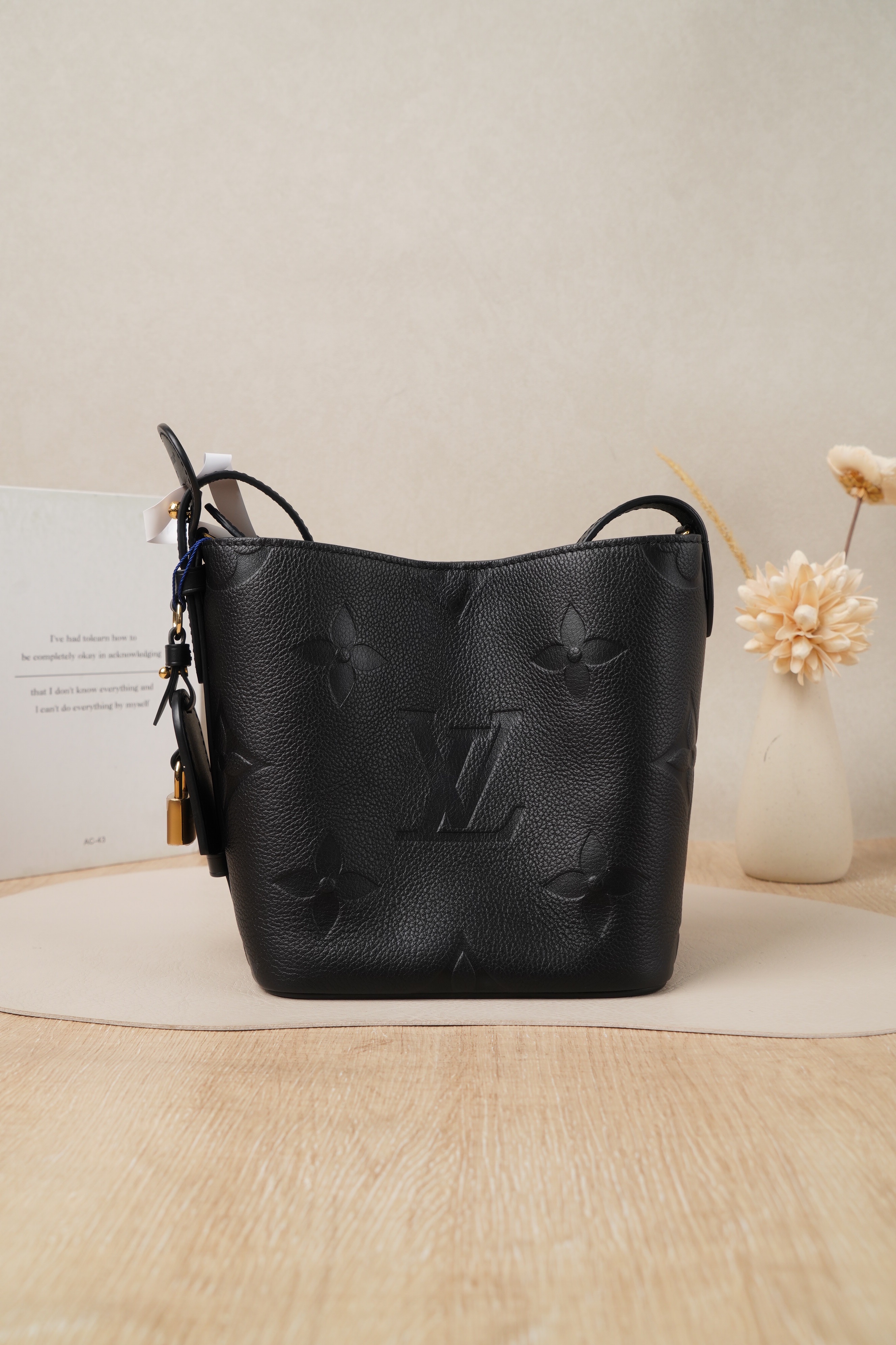 Louis Vuitton Top Handle Bag Black Calfskin 16 × 12 × 18 cm