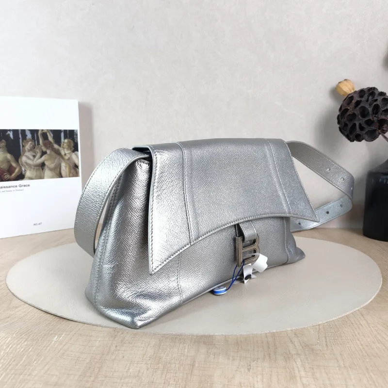 BALENCIAGA Shoulder Bag DOWNTOWN Silver Calfskin Small 30 × 10 × 17.5 cm — cover view 5 of 6
