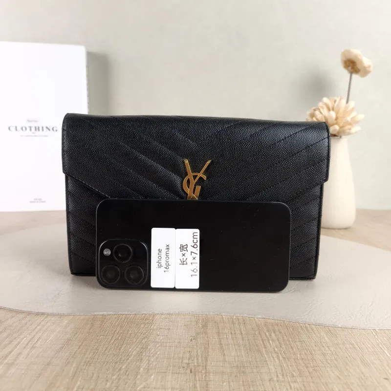SAINT LAURENT Crossbody Bag CASSANDRE ENVELOPE Black Calfskin One Size 22.5 × 4 × 14 cm — cover view 2 of 5