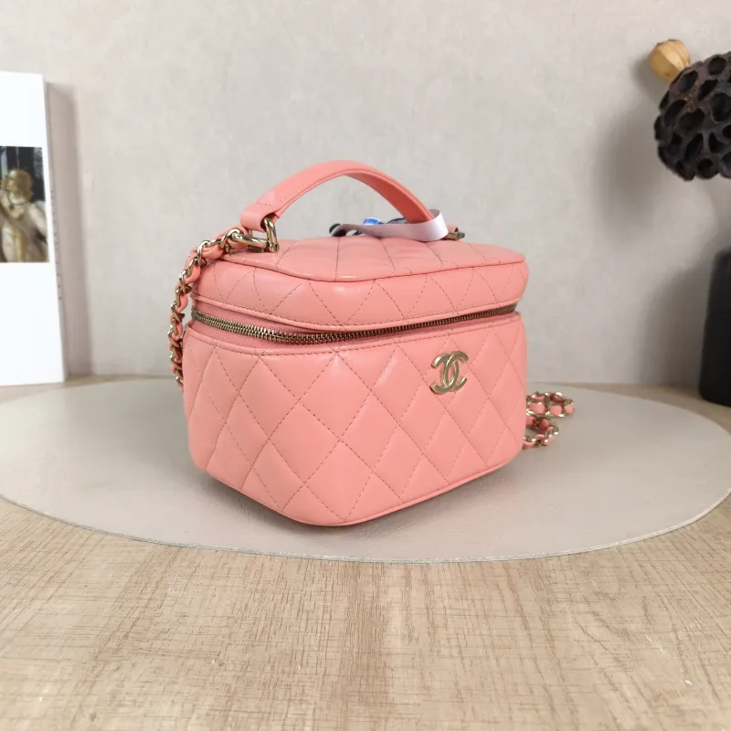 Chanel Crossbody Bag Box Cosmetic Bag Pink Calfskin One Size 15 × 12 × 12 cm — cover view 3 of 6