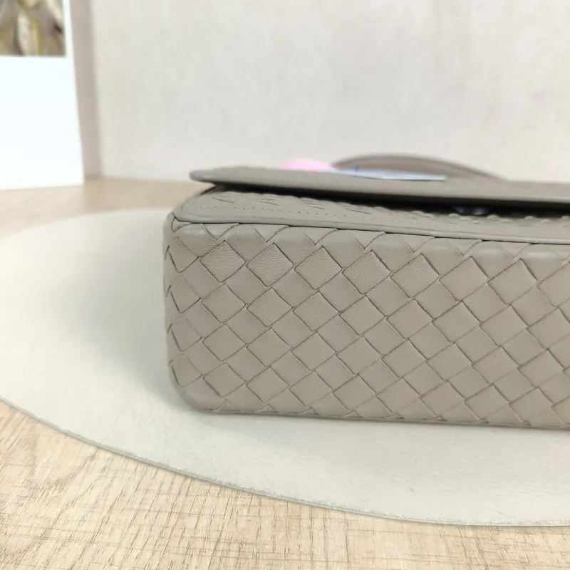 Bottega Veneta Top Handle Bag Woven Top Handle Crossbody Bag Grey Calfskin One Size 23 × 7 × 17 cm — detail view 9 of 13
