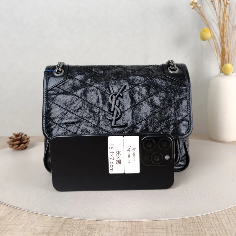 SAINT LAURENT Crossbody Bag Niki Black Waxed Leather Calfskin Small 21 × 7.5 × 16 cm — cover view 2 of 5