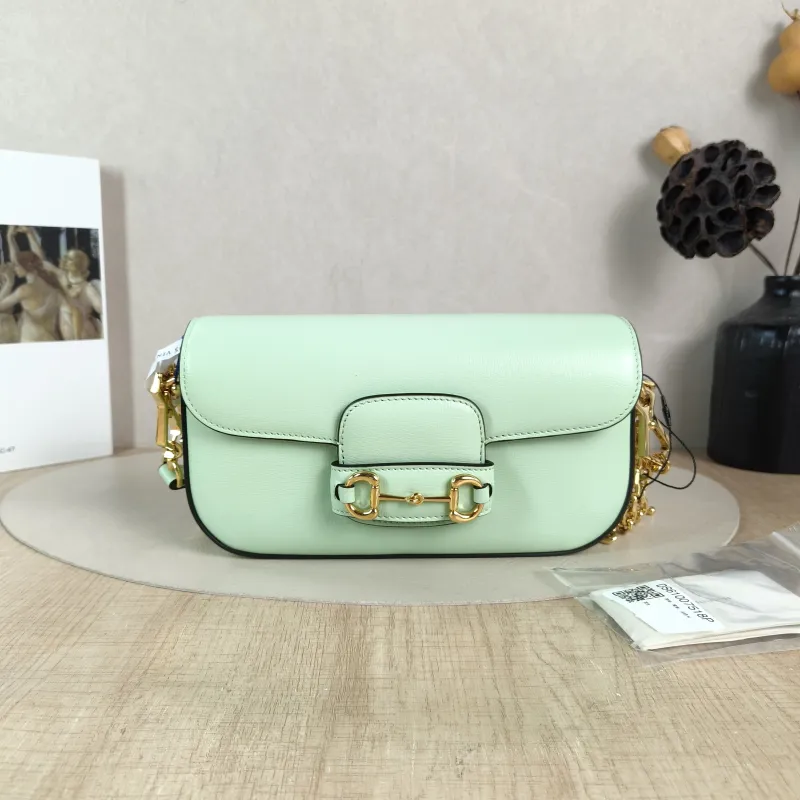 GUCCI Crossbody Bag Horsebit 1955 Horsebit Small Green Calfskin Small 24 × 5.5 × 13 cm — cover view 6 of 6