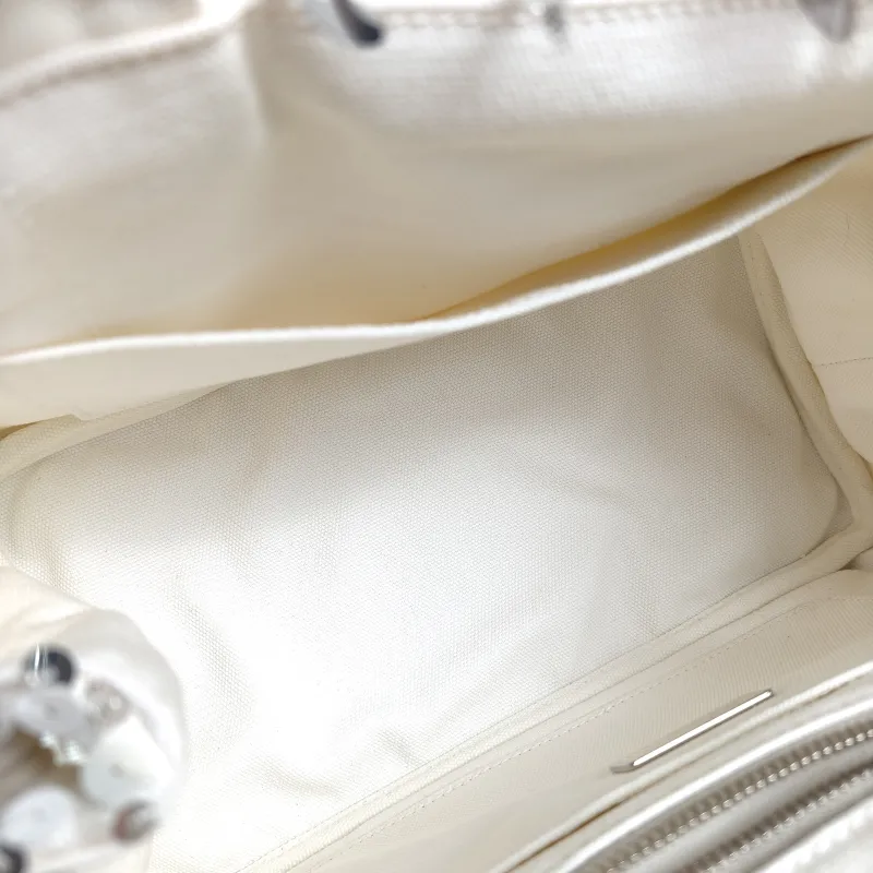 PRADA Top Handle Bag Canape White Canvas 28 × 15 × 18 cm — detail view 3 of 12