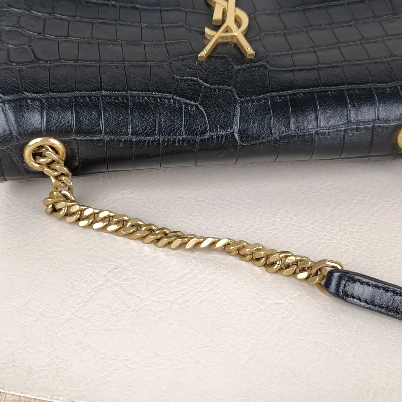SAINT LAURENT Crossbody Bag SUNSET Black with Gold-Tone Hardware Calfskin Small19.5 × 8 × 14 cm — detail view 4 of 13
