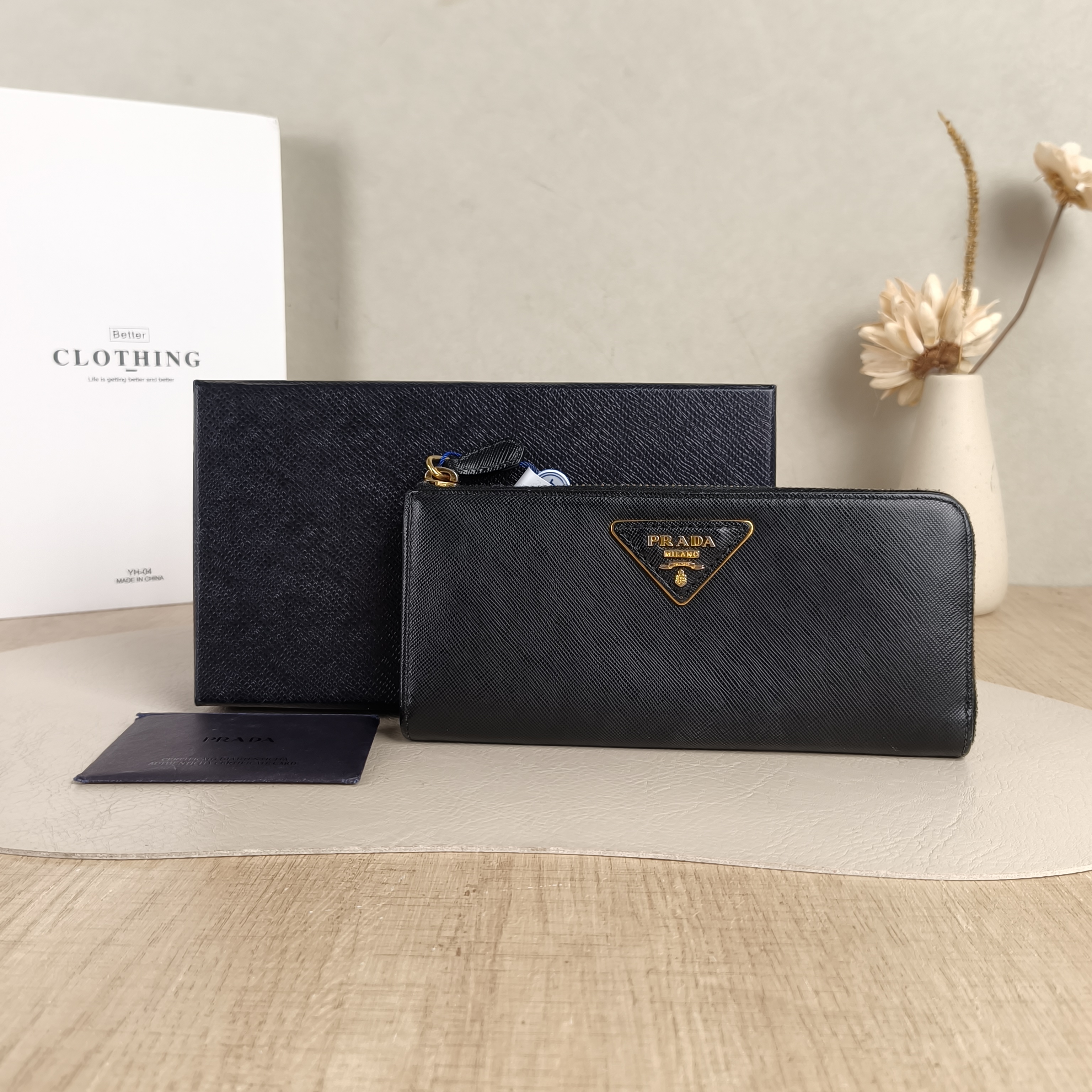 PRADA Wallet Edition Wallet Black Calfskin One Size19.5 × 2 × 9 cm — cover view 4 of 6