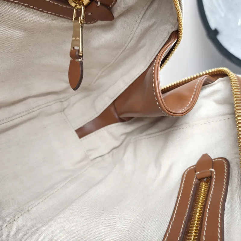 Miumiu Top Handle Bag Beau Brown Canvas · Calfskin Large 34 × 10 × 20 cm — detail view 2 of 12