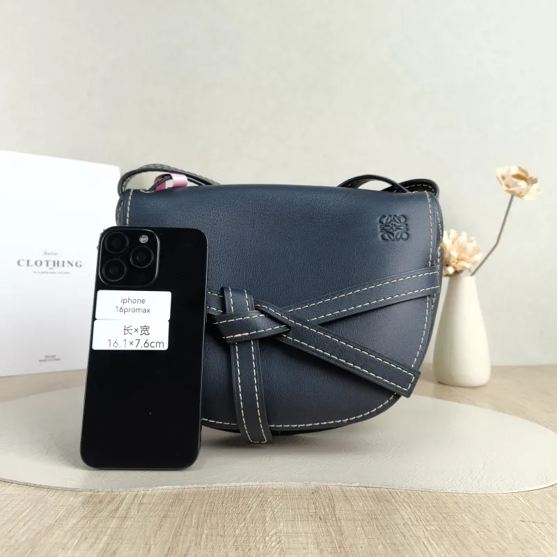 LOEWE Crossbody Bag Gate Black Calfskin Medium 25 × 11.5 × 19 cm — cover view 5 of 5