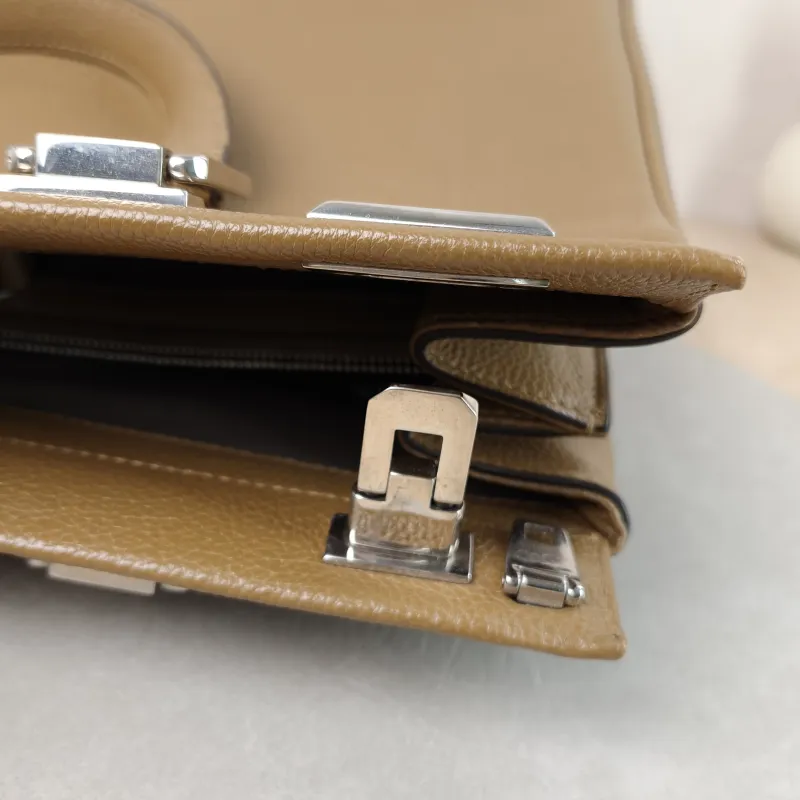 GUCCI Top Handle Bag Top Handle Crossbody Bag Brown Calfskin One Size 34 × 12 × 26 cm — detail view 9 of 14