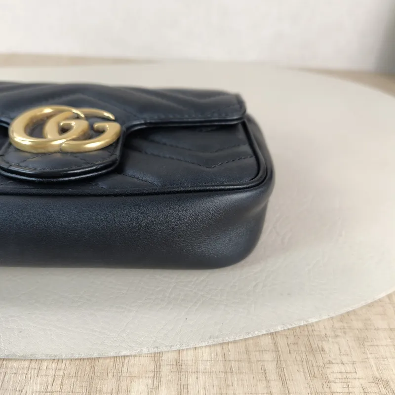GUCCI Crossbody Bag GG Marmont Mini Marmont Mini Black Calfskin Mini 16.5 × 4.5 × 9.5 cm — detail view 3 of 11