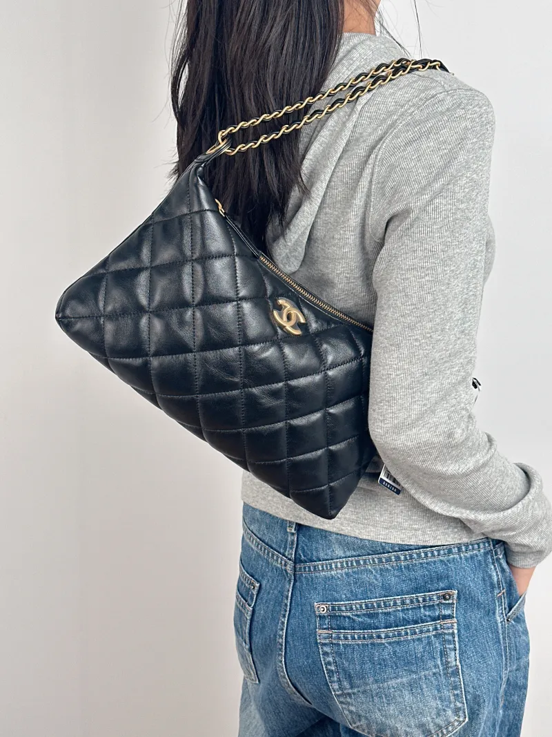 Chanel Shoulder Bag 25s hobo Black Lambskin 32 × 4 × 18 cm — on-model view 1 of 2