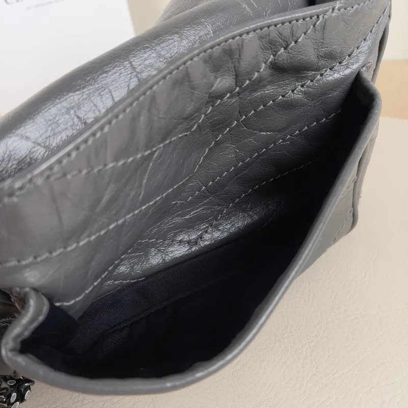 SAINT LAURENT Crossbody Bag Niki D Dark Grey Waxed Leather Calfskin Small21 × 7.5 × 16 cm — detail view 3 of 11