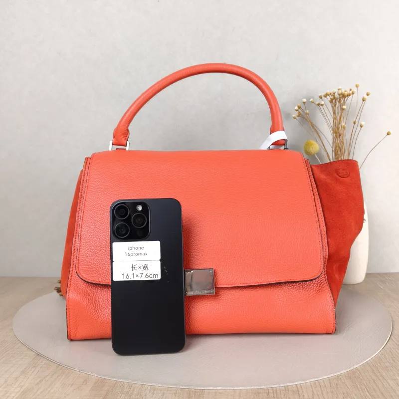 CELINE Crossbody Bag Trapeze Red Calfskin 30 × 17 × 23 cm — cover view 5 of 5