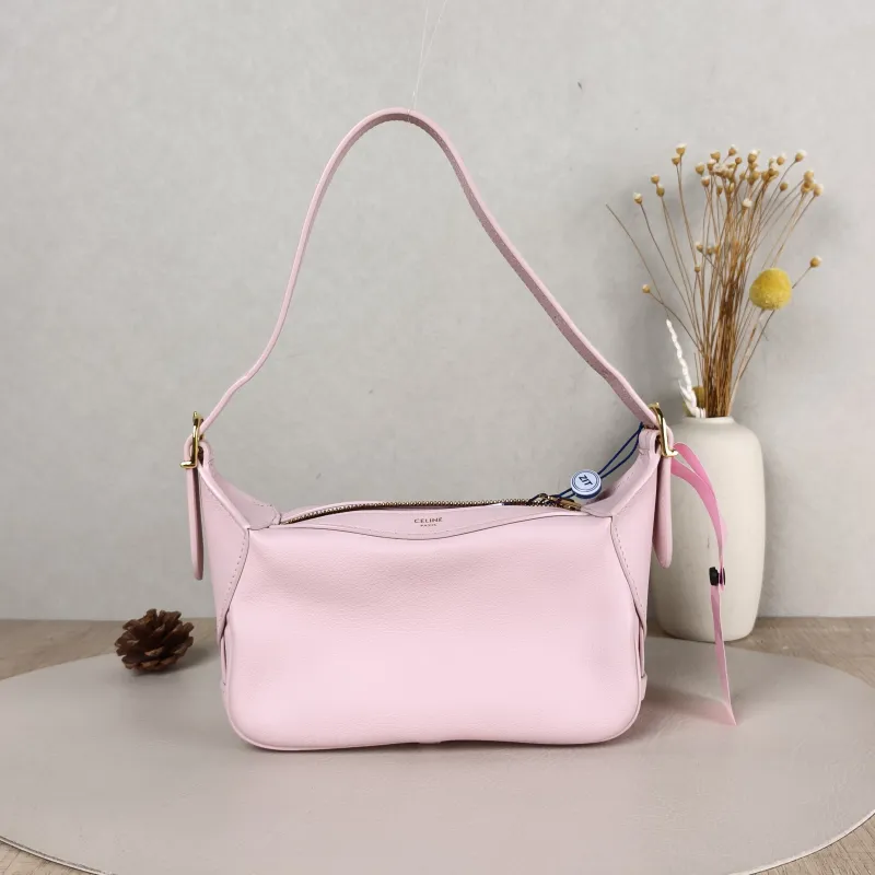 CELINE Shoulder Bag Romy Pink Calfskin 20 × 6 × 15 cm