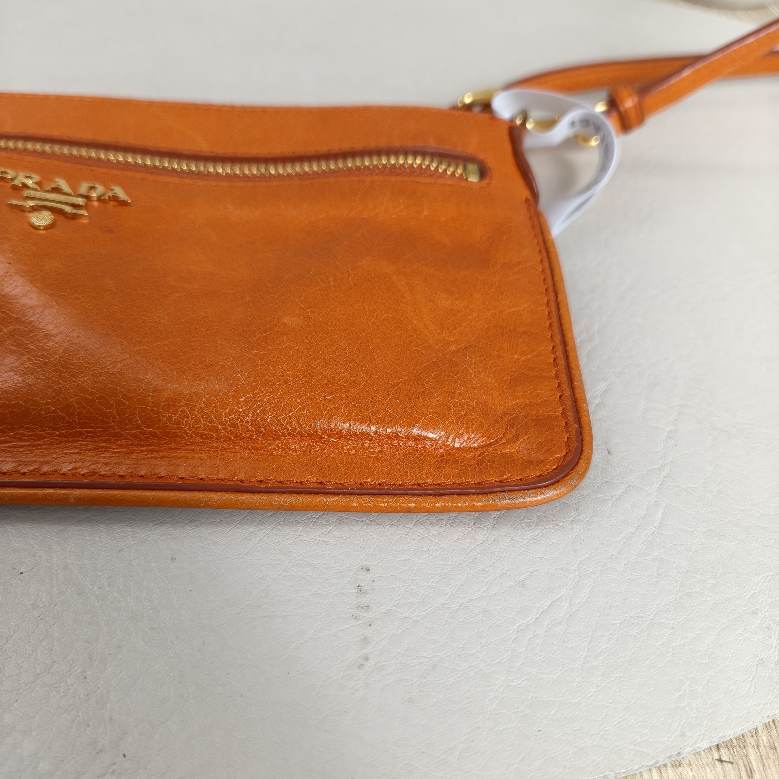 PRADA Crossbody Bag Crossbody Bag Clutch Yellow Calfskin One Size20.5*11 — cover view 5 of 9