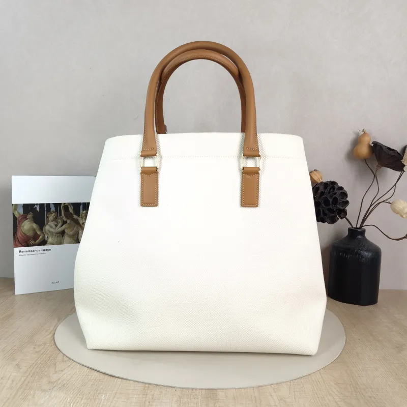 CELINE Top Handle Bag cabas logo tote White Canvas Large 34 × 20 × 33 cm — cover view 2 of 6