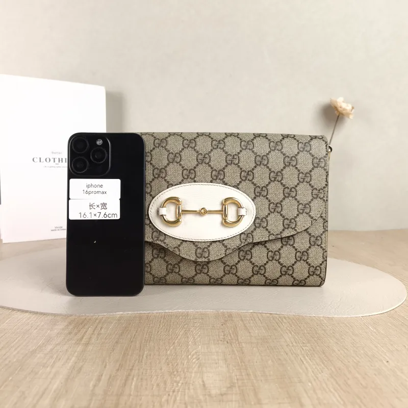 GUCCI Crossbody Bag Horsebit 1955 Two Straps woc Monogram PVC 26 × 3.2 × 16.5 cm — cover view 4 of 5