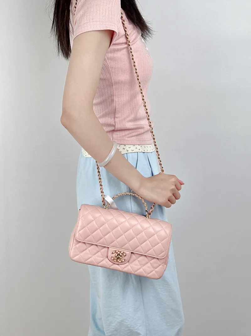 Chanel Crossbody Bag24c cf Pink Lambskin Small Edition23 × 6.5 × 14 cm — on-model view 2 of 3