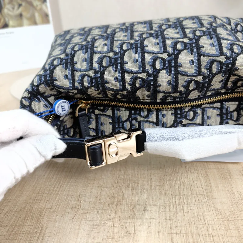 DIOR Top Handle Bag Travel Nomad Blue Canvas Medium 22 × 9.5 × 13 cm — detail view 8 of 11