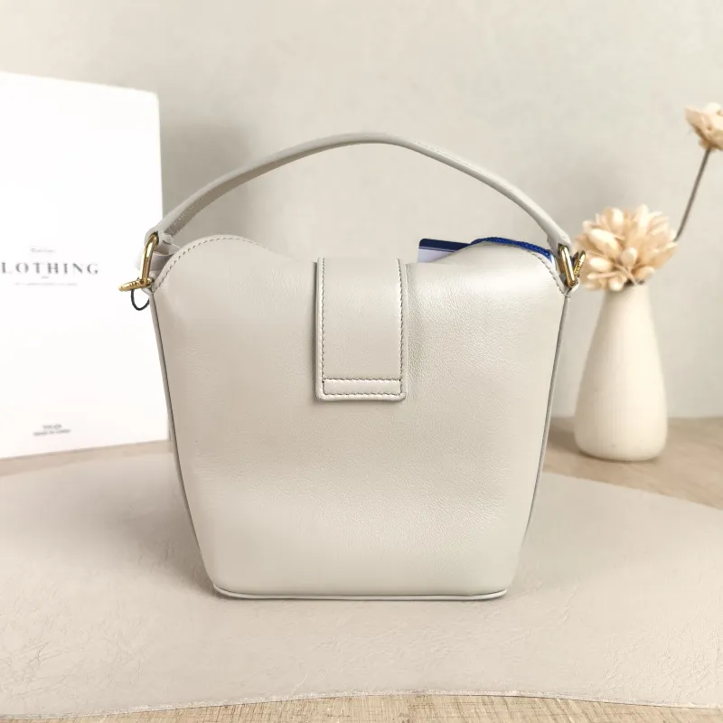 CELINE Crossbody Bag Louise Bucket Bag White Calfskin Mini 13.5 × 10 × 16 cm — cover view 3 of 5
