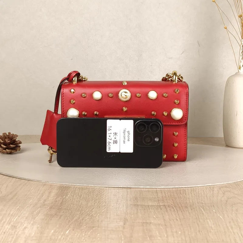 GUCCI Crossbody Bag Padlock Pearl Edition Red Calfskin Small 20.5 × 7.5 × 13 cm — cover view 3 of 5