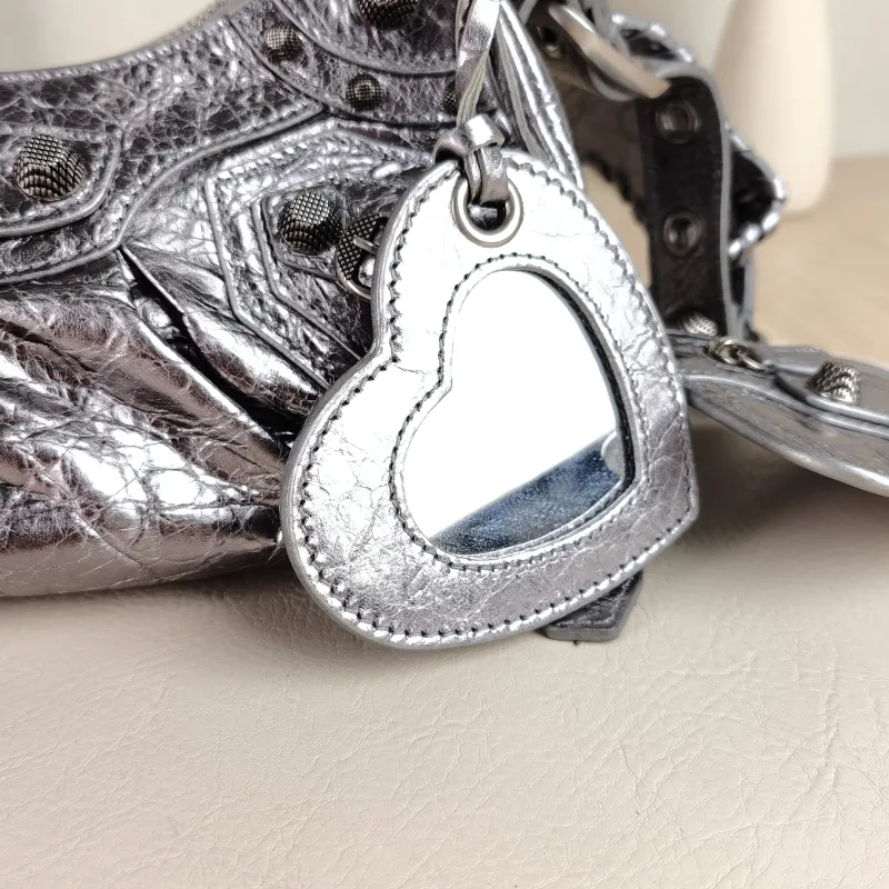 BALENCIAGA Crossbody Bag LE CAGOLE Silver Calfskin XS 26 × 7 × 16 cm — detail view 5 of 11