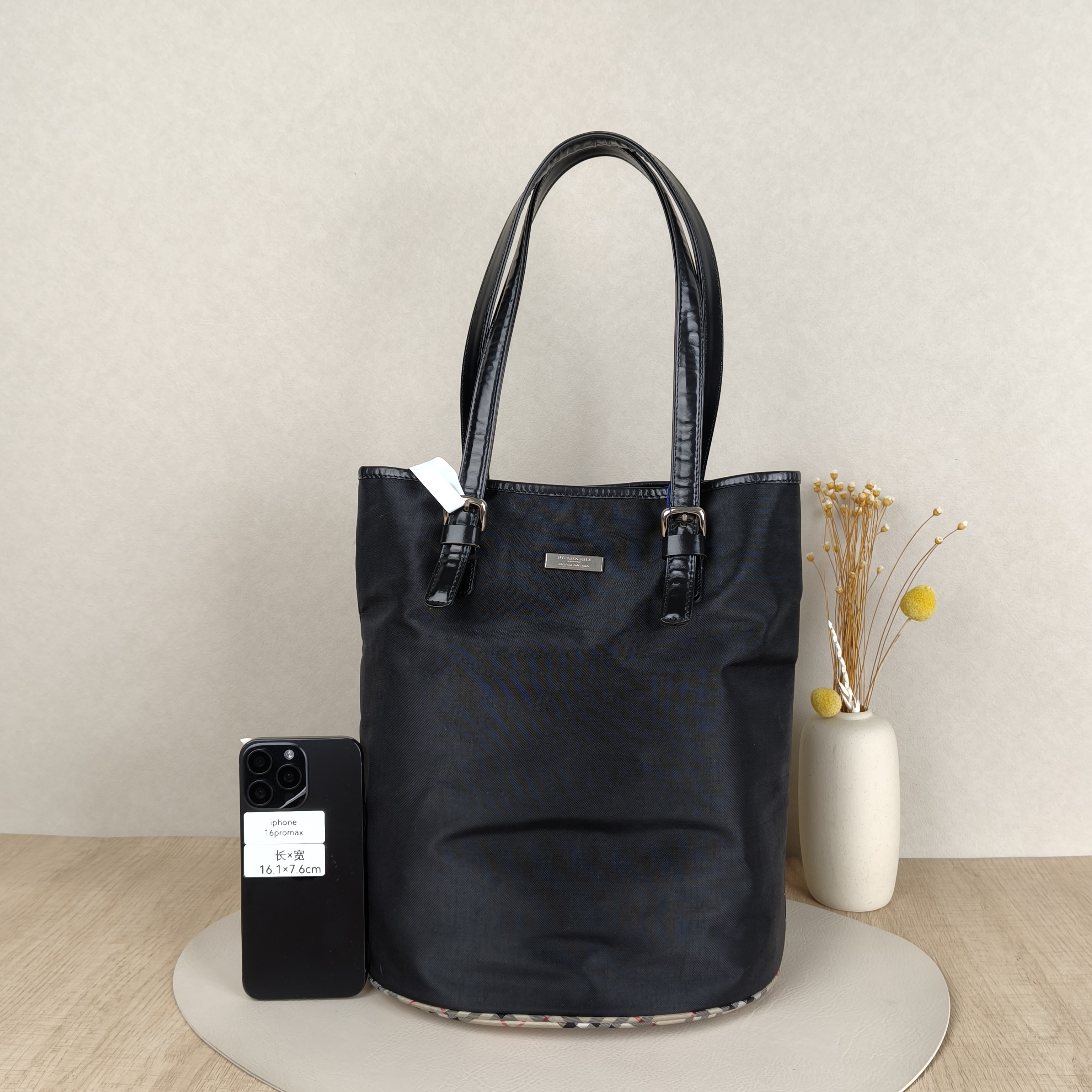 BURBERRY Top Handle Bag Tote Bag Black Nylon 27 × 19 × 32 cm — cover view 2 of 9