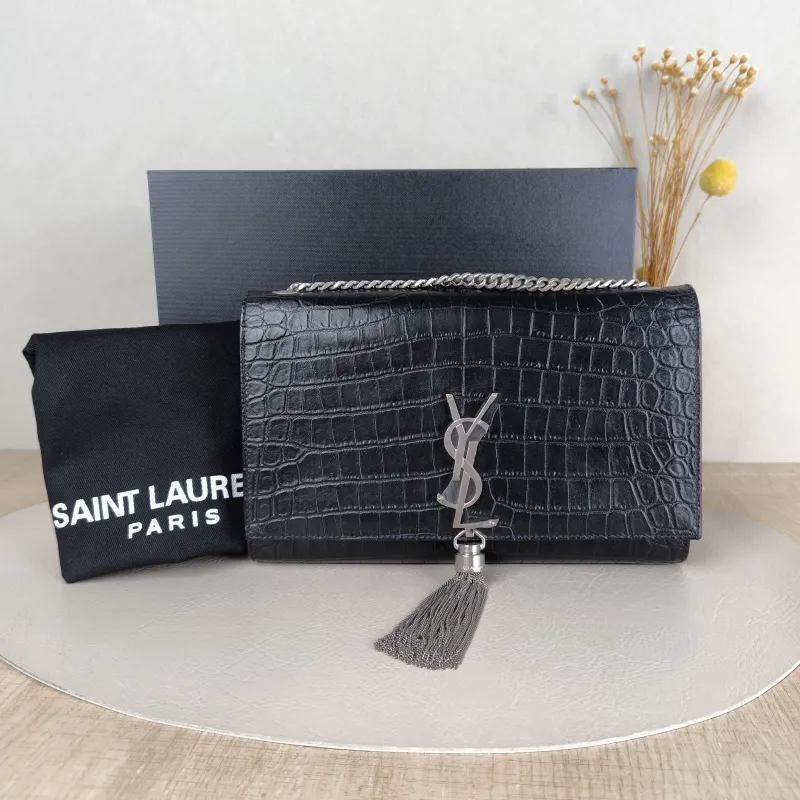 SAINT LAURENT Crossbody Bag KATE Edition Black Calfskin Medium24 × 5.5 × 14.5 cm — cover view 6 of 6