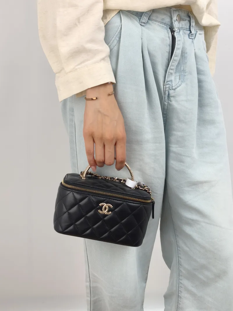 Chanel Crossbody Bag Black Lambskin One Size 16 × 8 × 9.5 cm — on-model view 2 of 2