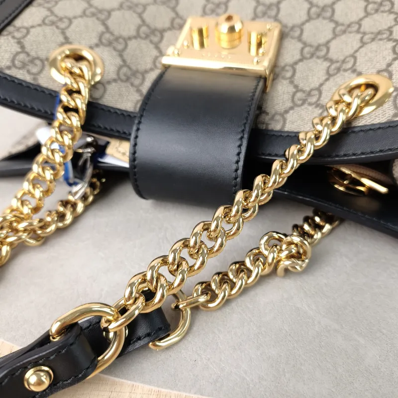 GUCCI Shoulder Bag Padlock Tote Black Monogram PVC Medium26 × 10 × 18 cm — detail view 7 of 12