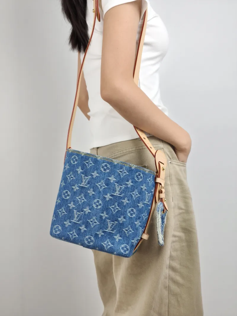 Louis Vuitton Top Handle Bag ALL IN BB Blue BB 16 × 12 × 18 cm — on-model view 1 of 2